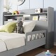 preview thumbnail 16 of 49, Pine Wood Platform Bed with Bookcase Headboard Built-in Motion Sensor Light, Convertible Guardrails, Storage Bed for Kids