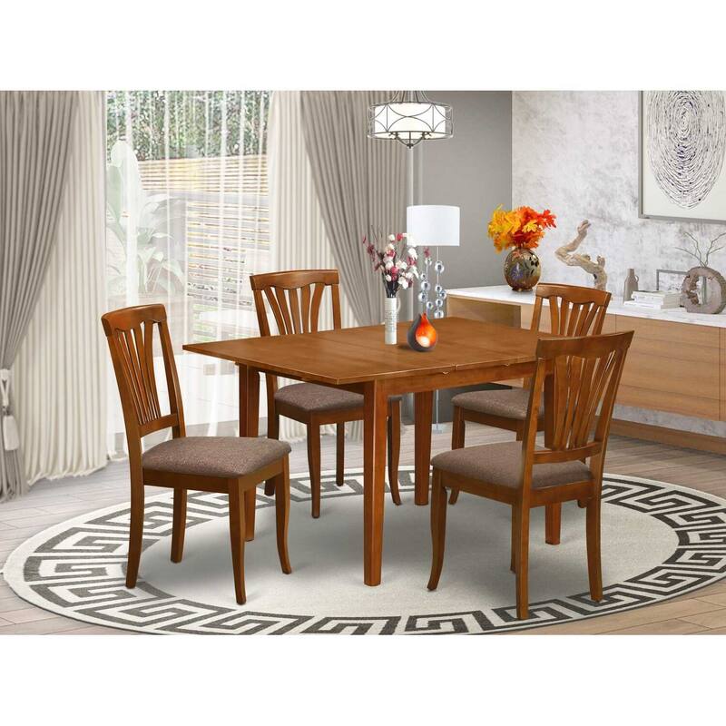 3-Piece Saddle Brown Finish Solid Wood Top - Dining Room Set - Seats 4
