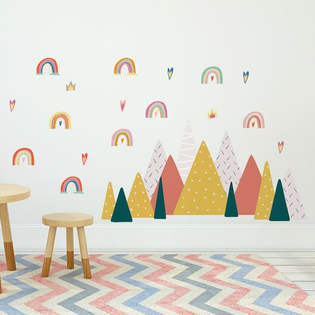 Walplus Scandinavian Rainbows Mountains Kids Wall Sticker Nursery Décor