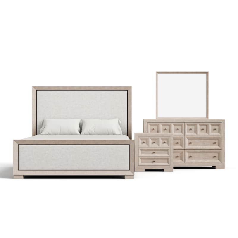 Furniture of America Durem II Modern 4-Piece Solid Wood Panel Bedroom Set