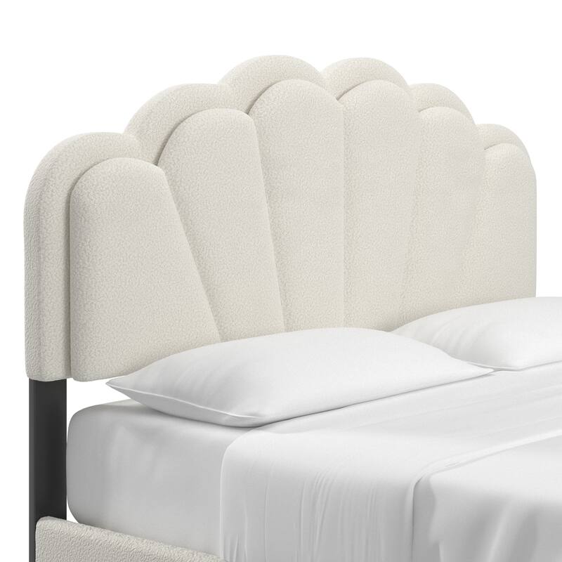 Wacissa LED Headboard Boucle Queen Platform Bed by iNSPIRE Q Modern