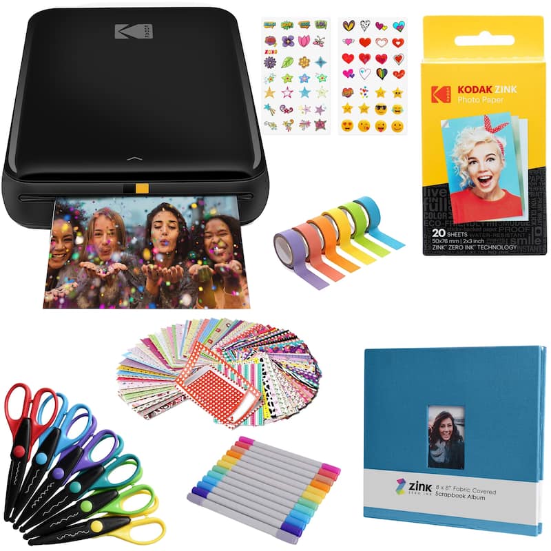 Kodak Step Mobile Instant Photo Printer 2x3" & Scrapbook Bundle for iOS & Android