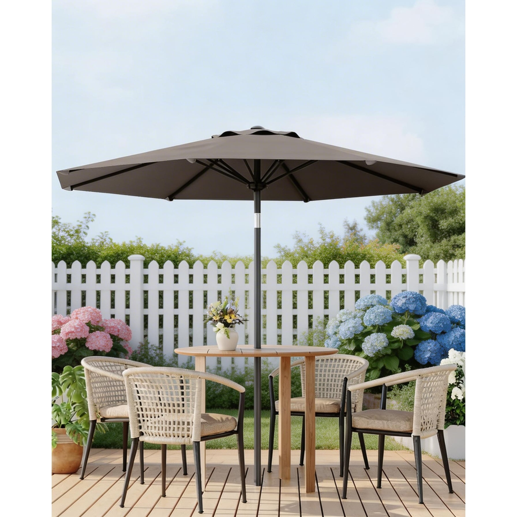 9 ft Outdoor Patio Umbrella, with Crank Lift & Push Button Tilt, UV Protection Waterproof