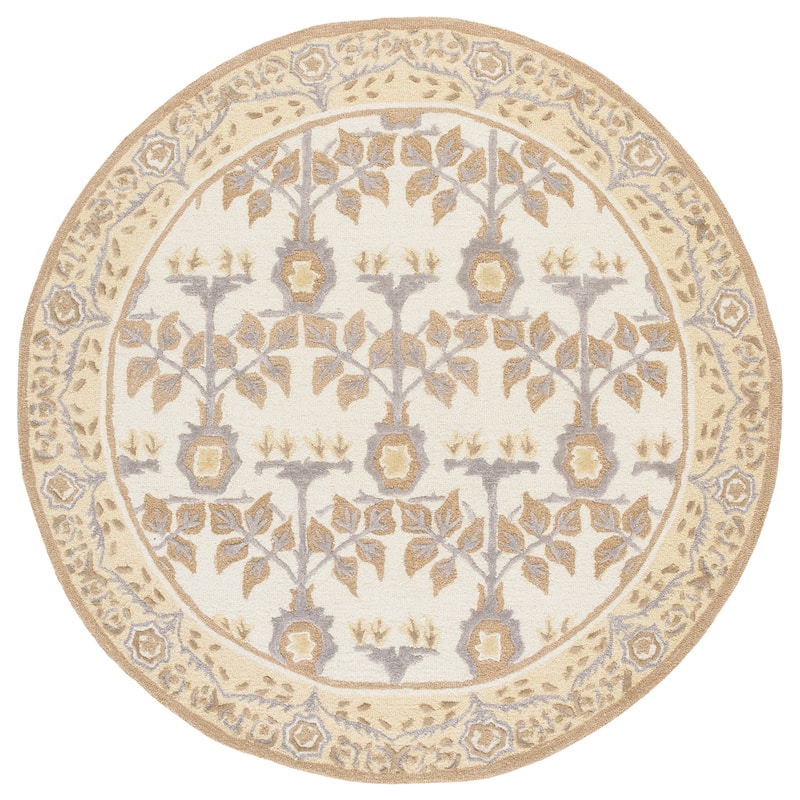 SAFAVIEH Handmade Earthly Treasure Aurelija Traditional Wool Rug - Ivory/Beige - 6' Round
