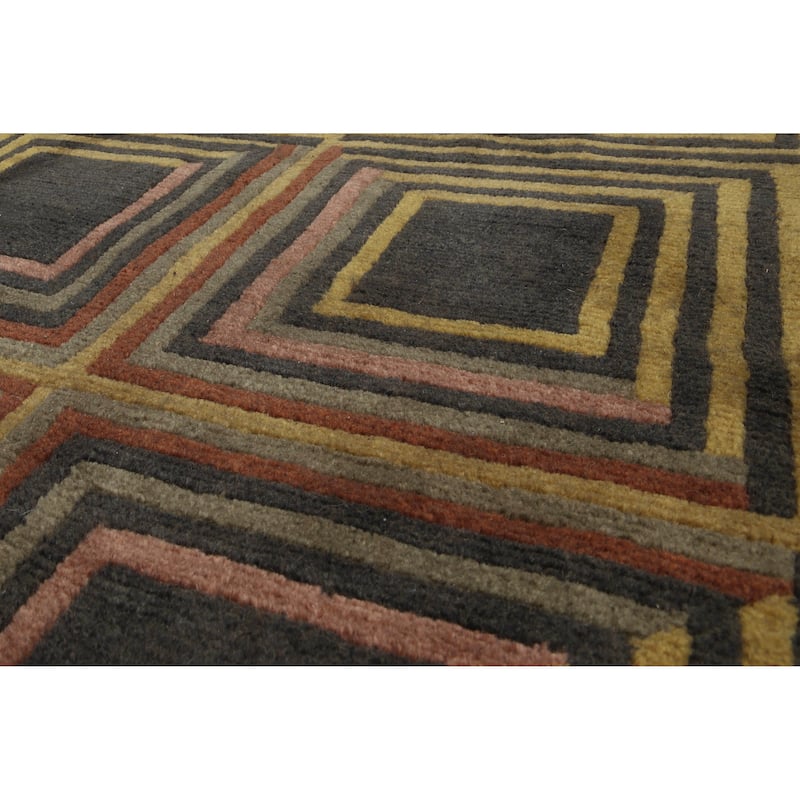 Hand Knotted Olive Tibetan Wool Modern Oriental Area Rug (Palace) - 17' 7'' x 25' 6''