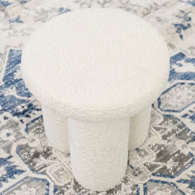 Sora Japandi Style Elegant Ivory Boucle Stool