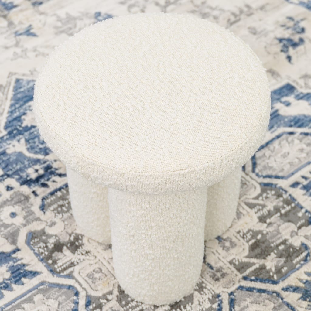 Sora Japandi Style Elegant Ivory Boucle Stool