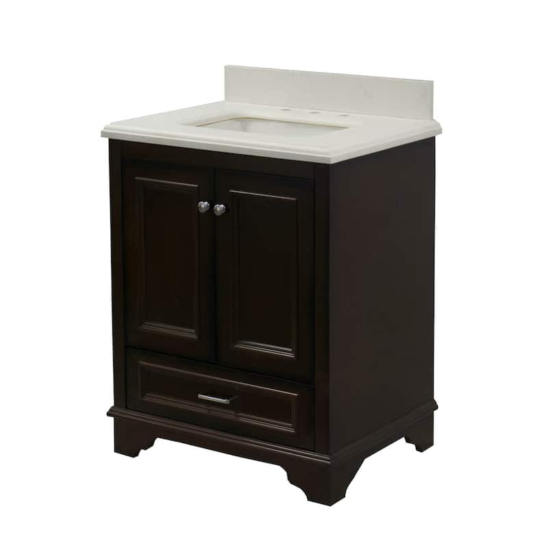 KitchenBathCollection Nantucket 30" Bathroom Vanity with Quartz Top
