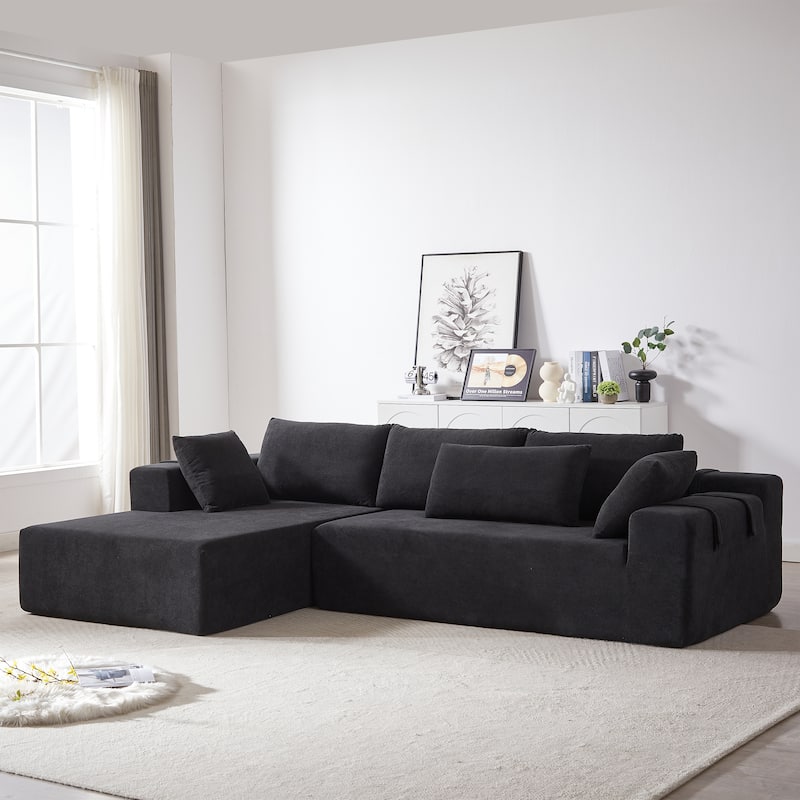 L Shaped Modular Sectional Sofa with Chaise Lounge, Oversized Chenille Upholstered Sofa, Deep Seat Sofa with 6 Pillows