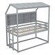 preview thumbnail 12 of 21, Twin over Twin House Loft Bed with Guardrails,Roof,Shelves and Ladder for home