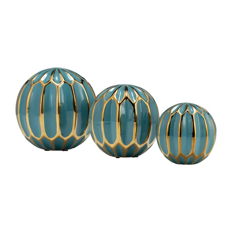 Accented Abstract Modern Coastal Decorative Orbs Set of 3