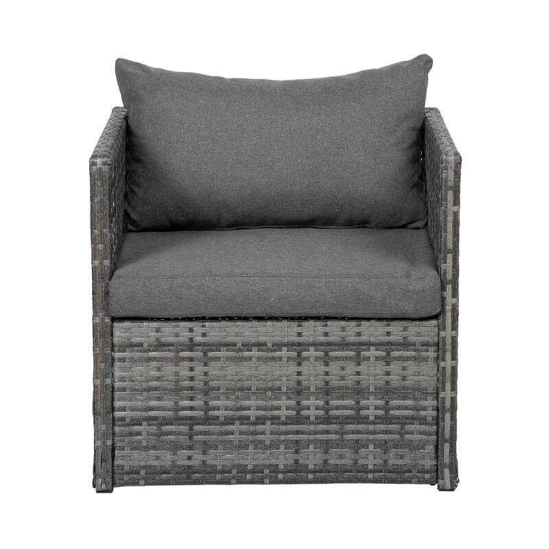 Audy Outdoor 4-Piece Cushioned Rattan Patio Furniture Chat Set