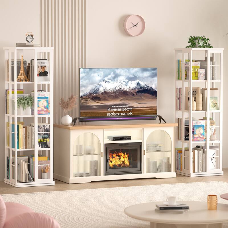 Corner Rotating Bookshelf, 360 Display Wood Spinning Bookshelf, Floor Standing Bookcase Organizer Storage Rack