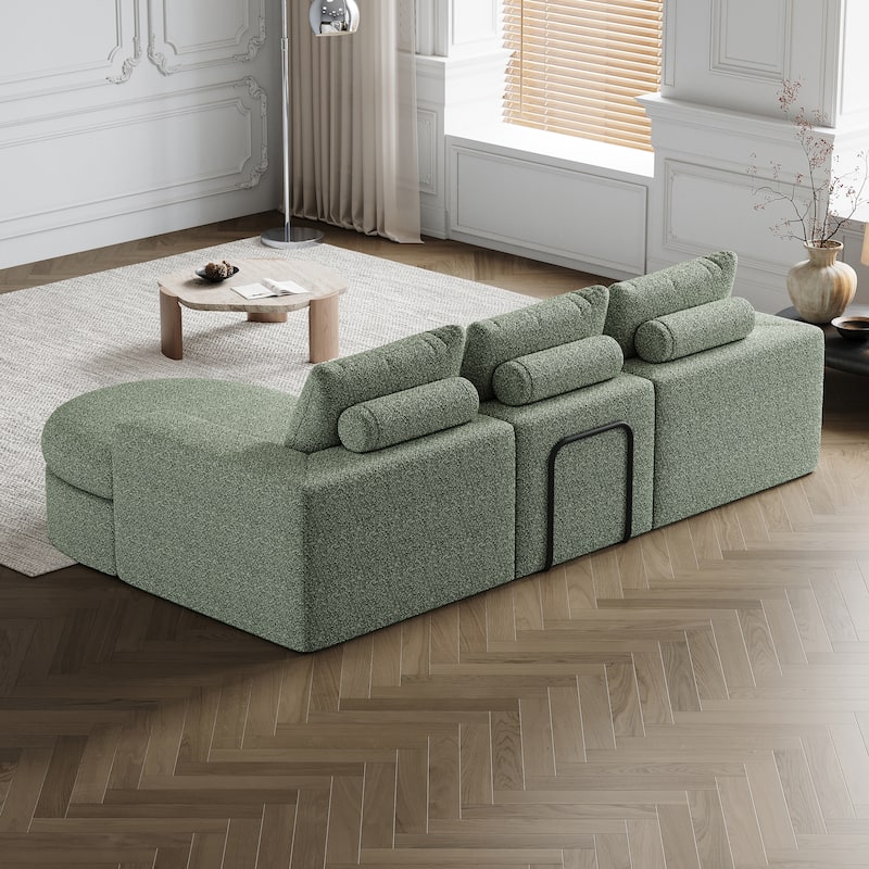 Roomfitters 99" Modern Chenille Cloud Curved Sectional Sofa with Chaise, L-Shaped Couch, for Living Room or Apartment