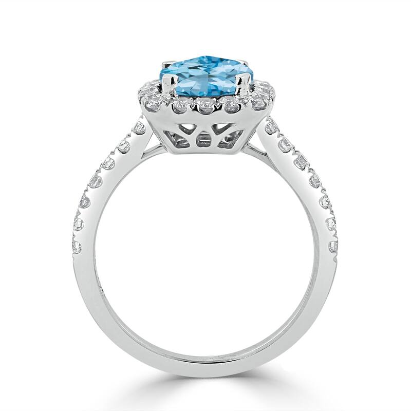 Auriya 1 3/8ct Cushion-cut Sky Blue Topaz and Halo Diamond Engagement Ring 1/2cttw 14k Gold