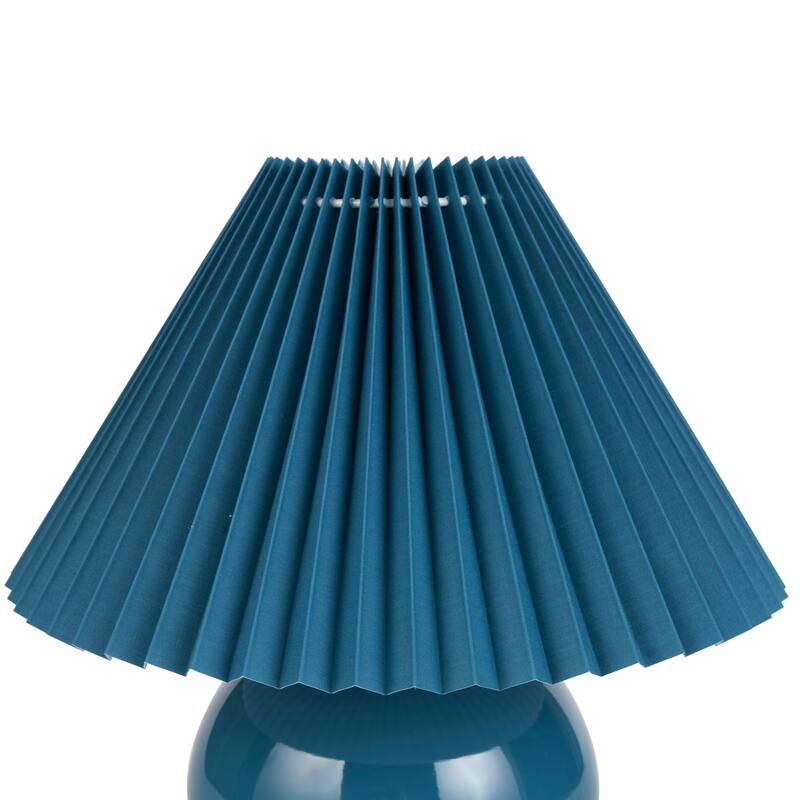 Nourison 13" Round Ceramic Table Lamp with Pleated Shade