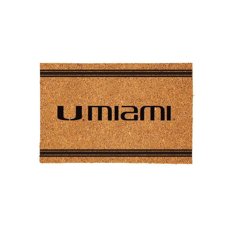 University of Miami Monochrome Indoor/Outdoor Coir Door Mat
