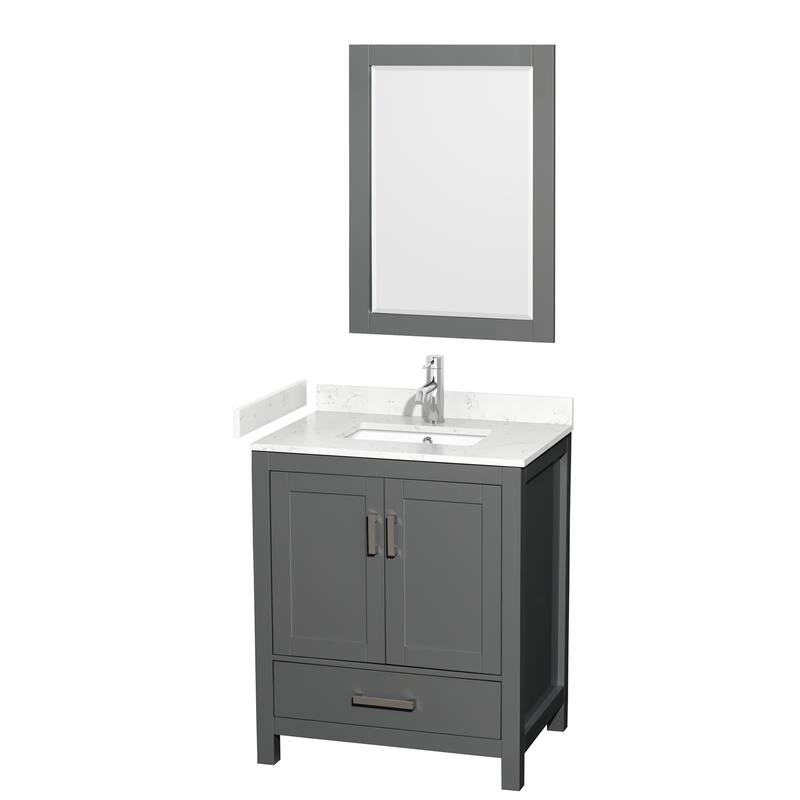 Sheffield Single Bathroom Vanity Set, Cultured Top, 24-Inch Mirror