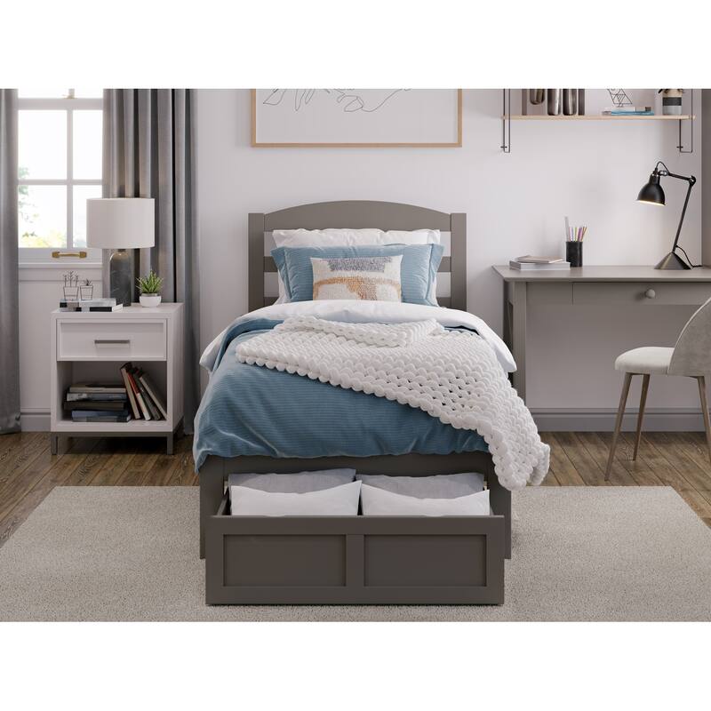 AFI Warren Platform Bed with Foot Drawer and Charging Station