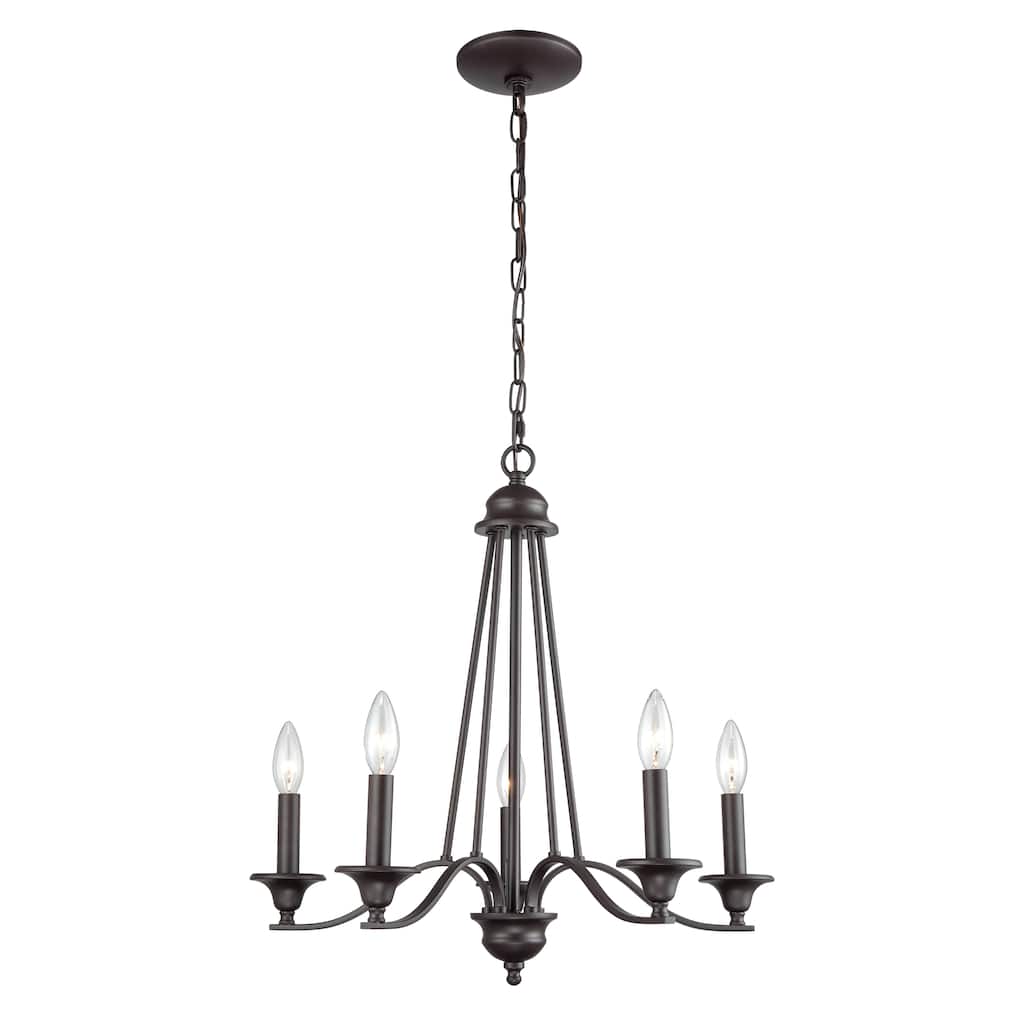 Farmington 21-inch Wide 5-Light Chandelier in Oil Rubbed Bronze - 21in W x 21in D x 21in H