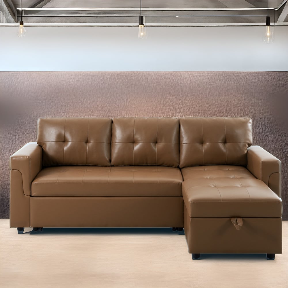 Reversible Sectional Sleeper Sofa with Storage Chaise & Pull-Out Bed
