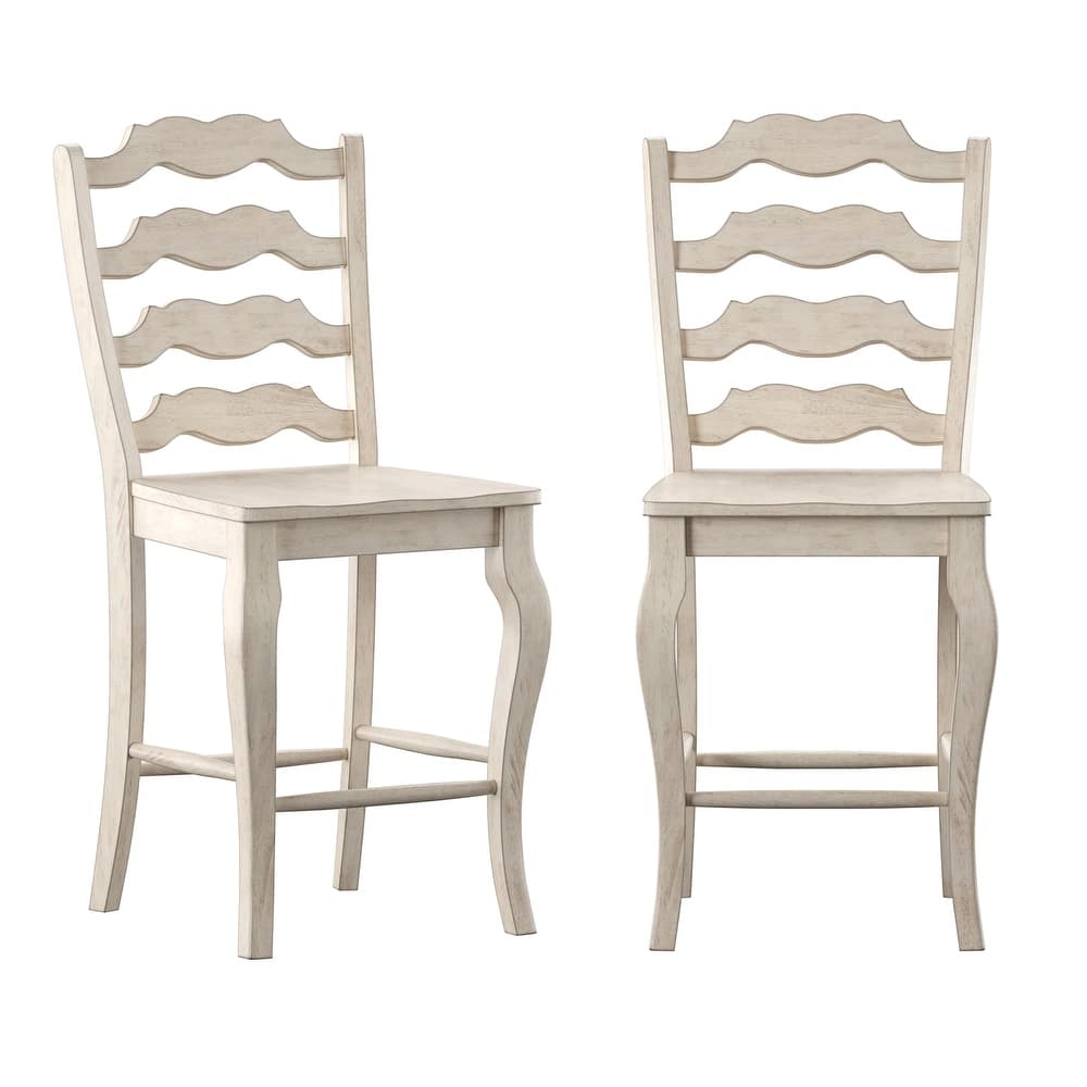 Ronda French Ladder Back Wood Counter Height Chairs (Set of 2)
