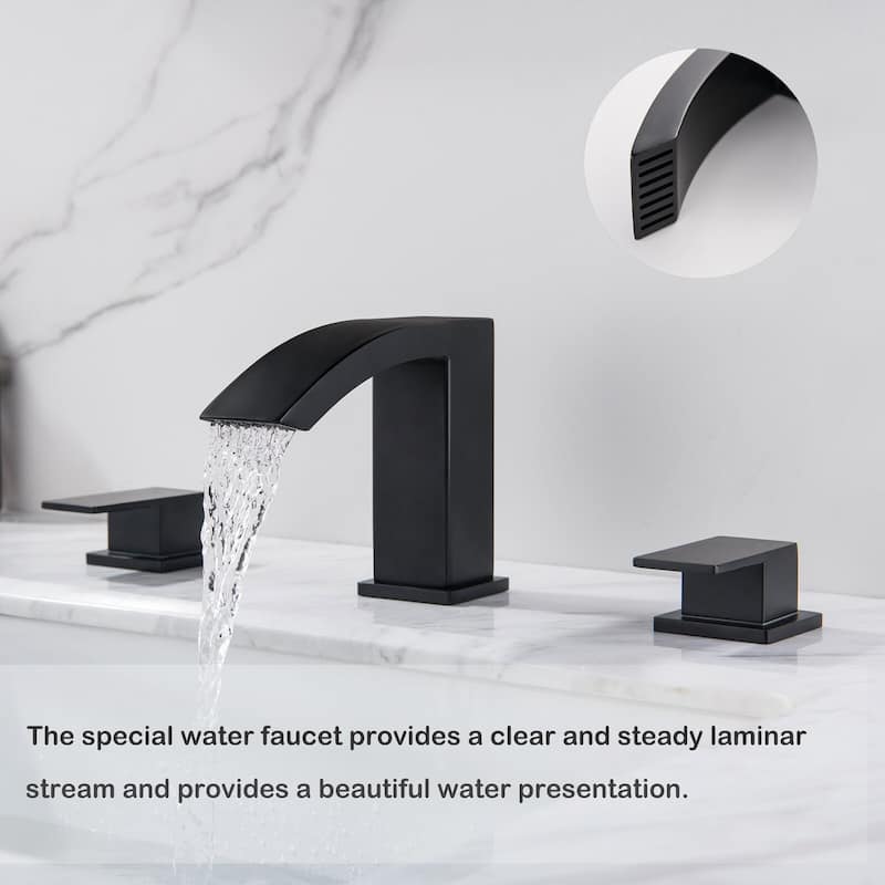 Rbrohant 5"H Waterfall Bathroom Faucet, Widespread 2-Handle Bathroom Sink Faucet for Sink 3 Hole
