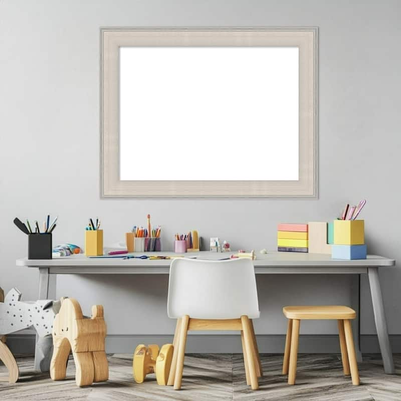Amanti Art Cottage White Silver Framed Dry Erase Magnetic Board