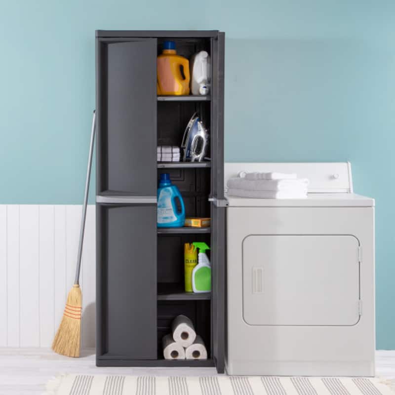 Sterilite Storage Cabinet, Garage, Pantry, & Kitchen Organizer, 4 Shelves, Gray - 1 Pack