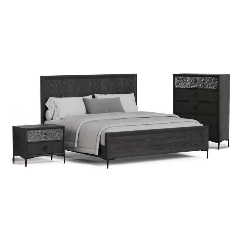 Furniture of America Fable Modern 3-Piece Solid Wood Panel Bedroom Set