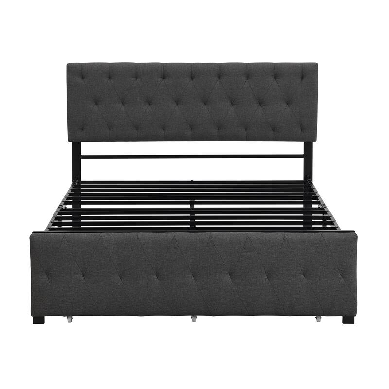 Storage Bed Metal Platform Bed with a Big Drawer