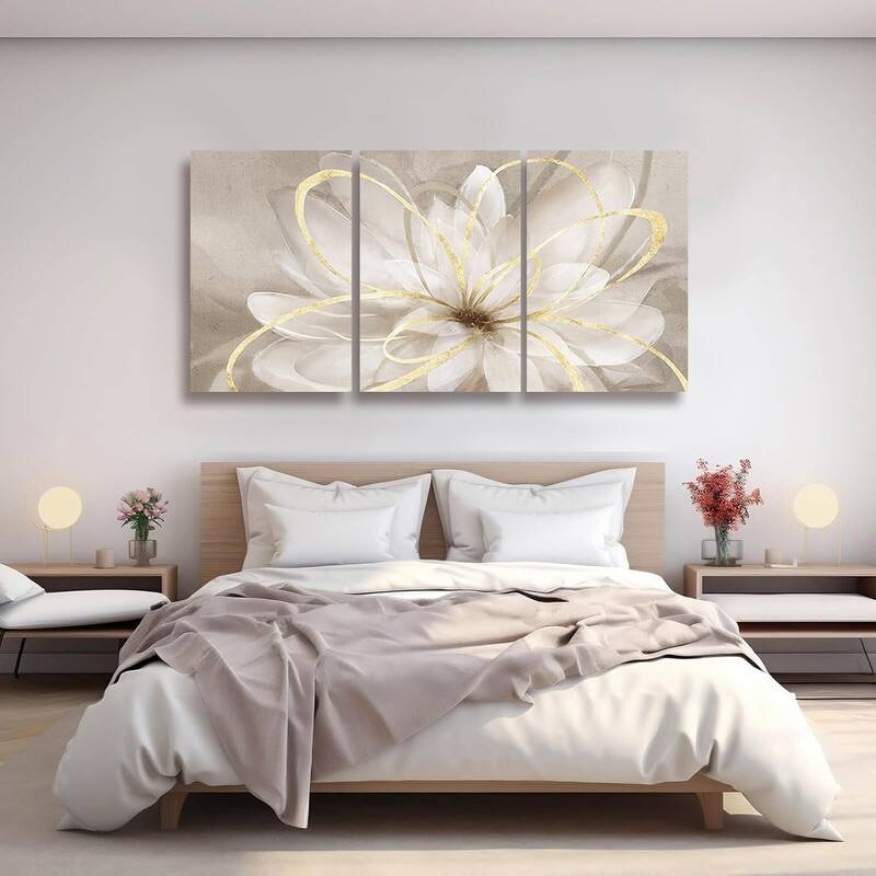White Floral Wall Art Maximalist Decor