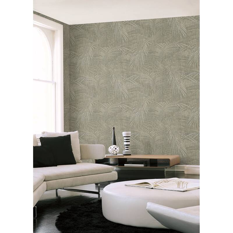 York Wallcoverings Della Palm Dark Taupe Wallpaper