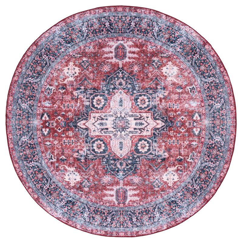 SAFAVIEH Arizona Ursule Vintage Rug - 6' Round - Red/Navy