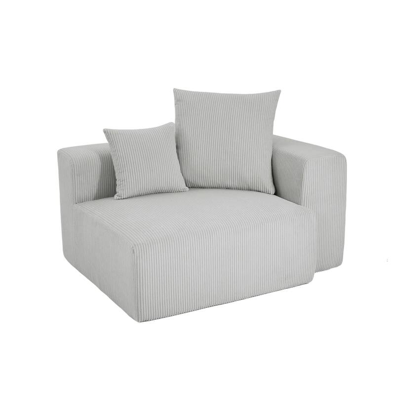 4-Piece Modern Corduroy Modular Sectional Sofa Set with 4 Throw Pillows