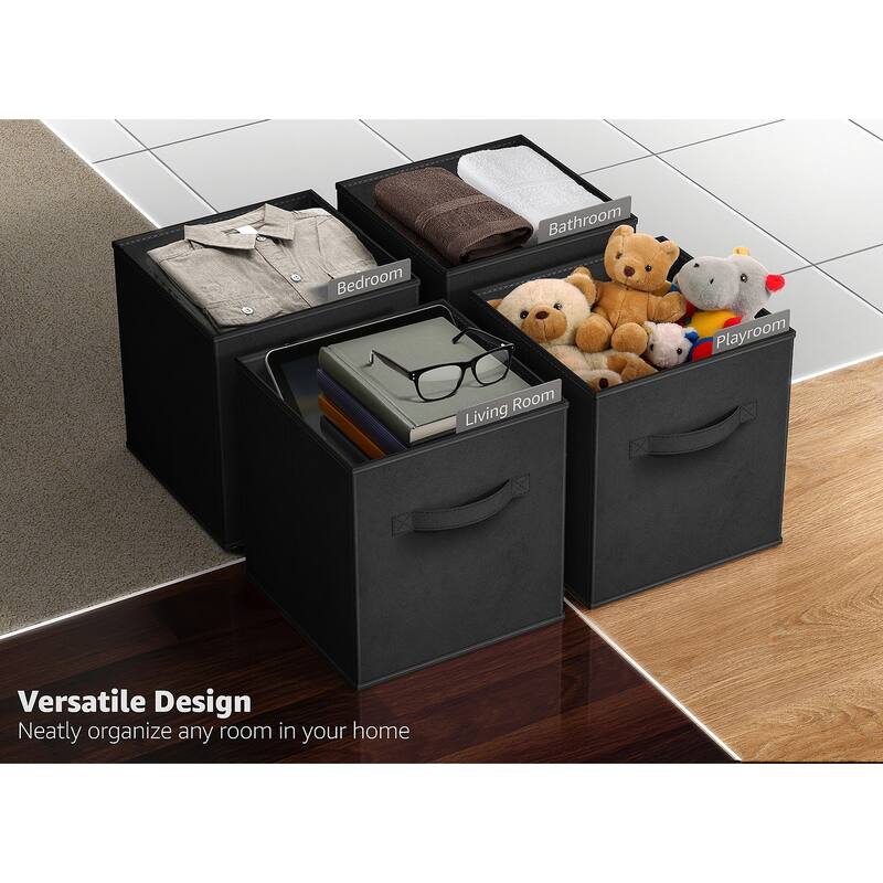 Sorbus Fabric Storage Bins 13" Foldable Cubes With Handles For Pantry, Cubbies, Toy And Closet Shelving Organization - 6Pk