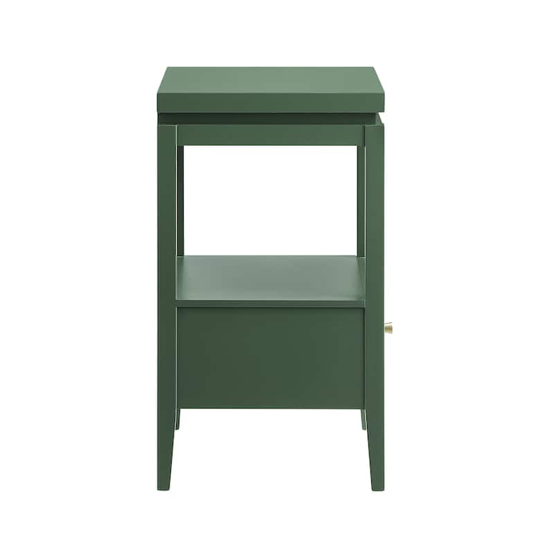 Modern Nightstand with Drawer and Floating Shelf Tapered Legs Design