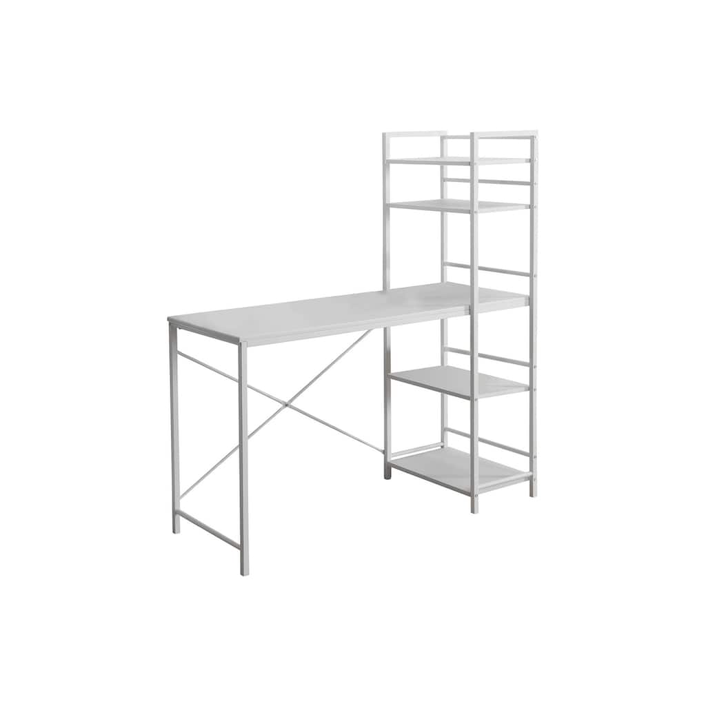 Computer Desk, Home Office, Laptop, Storage Shelves, 48"l, Work, White Laminate, White Laminate, Contemporary