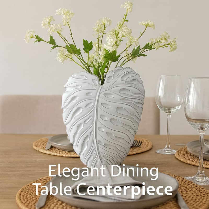 Aria Home White Poly resin Textured Vase Modern Contemporary Decor