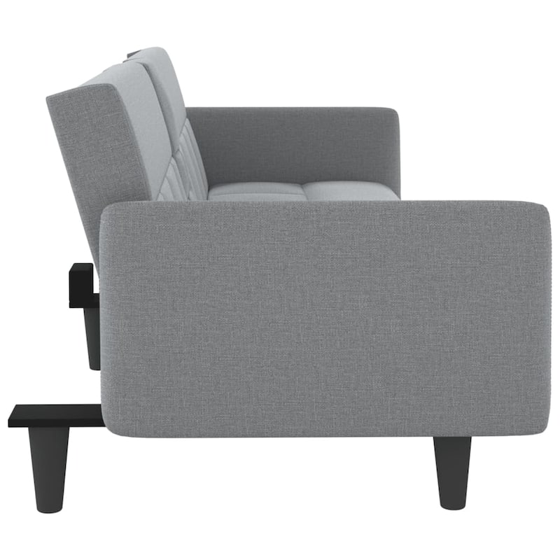 vidaXL Sofa Bed with Cup Holders Black Fabric - 86.6" x 35" x 27.6"