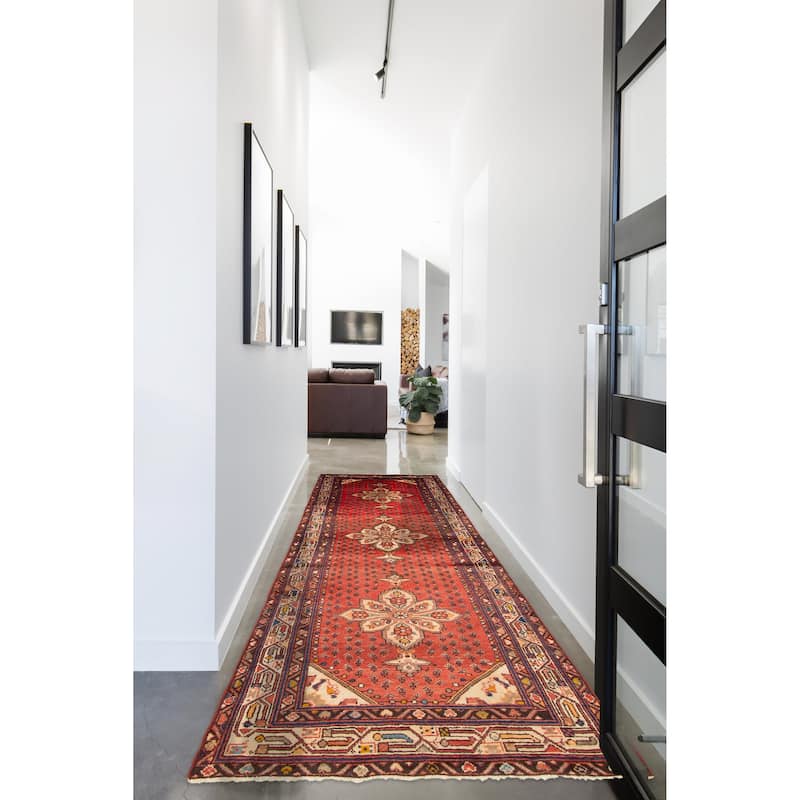 ECARPETGALLERY Hand-knotted Andelz Red Wool Rug - 3'3 x 9'9