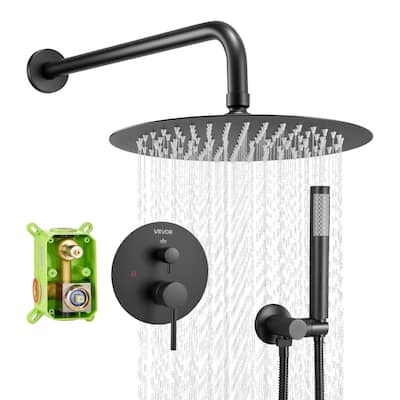 10" Head Wall Mounted Matte Black Rain Shower System with Handheld Valve and 59" Hose - 20.87 x 9.65 x 5.71 in