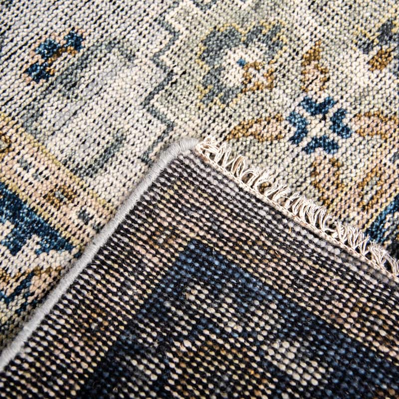 Alora Decor Antique Hand-Knotted Light Gray/Blue Floral Rug