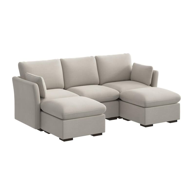 Bush Home Sienna Modular 3-Seater Double Ottoman Chaise Sectional - Mist Taupe