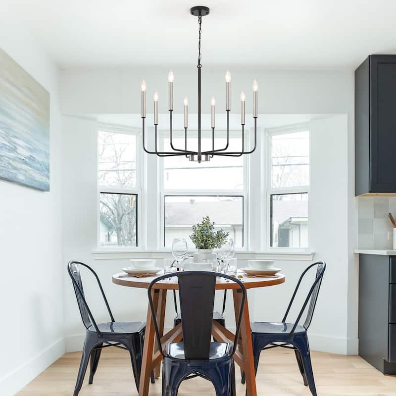 8-Light Modern Farmhouse Candle Chandelier for Kitchen Island Living Dining Room Bedroom