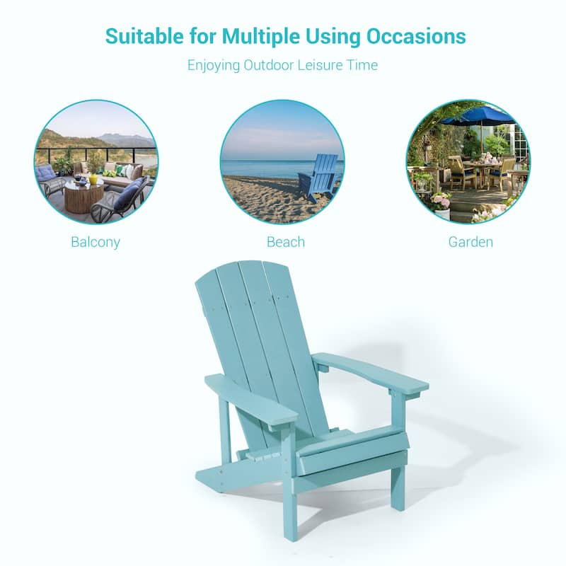 Bonosuki Patio Faux Wood Adirondack Chair Weather Resistant-Set of 2