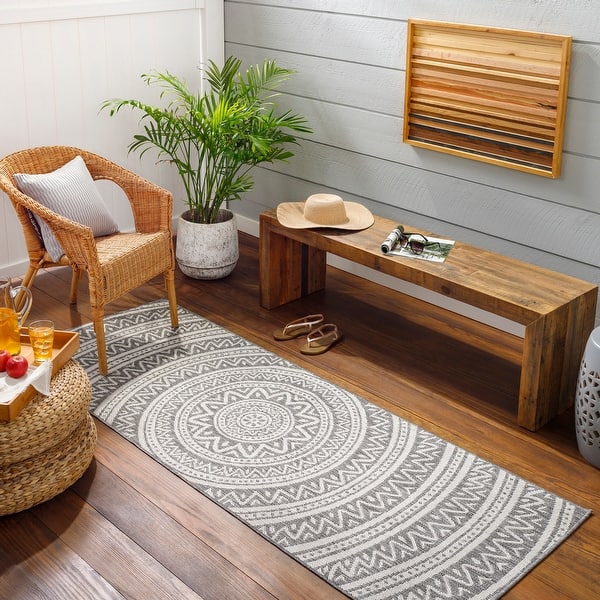 slide 2 of 6, Livabliss Long Beach Global Indoor/Outdoor Area Rug Dark Grey - Runner - 2' 7" x 7' 3"