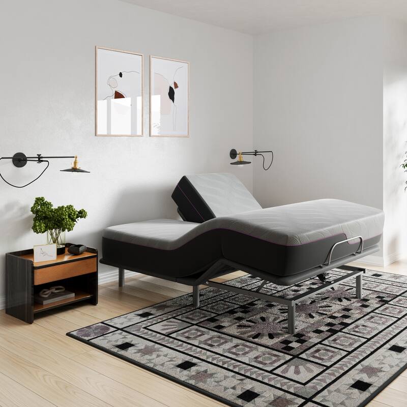 Bridgevine Home Flex Top Quick Assembly Adjustable Bed Frame with Voice Activated Controls
