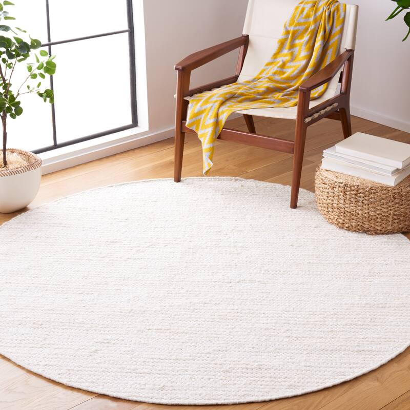 SAFAVIEH Handmade Natura Jeanny Wool & Cotton Rug - 6' Round - Ivory/Beige