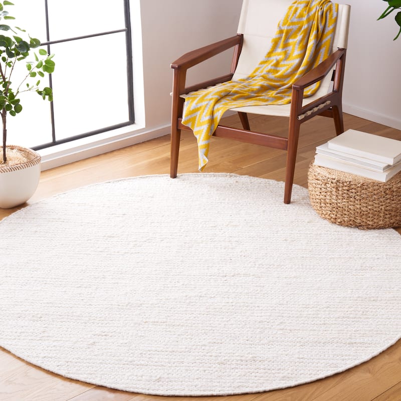 SAFAVIEH Handmade Natura Mayke Wool & Cotton Rug - 6' Round - Ivory/Beige - Round